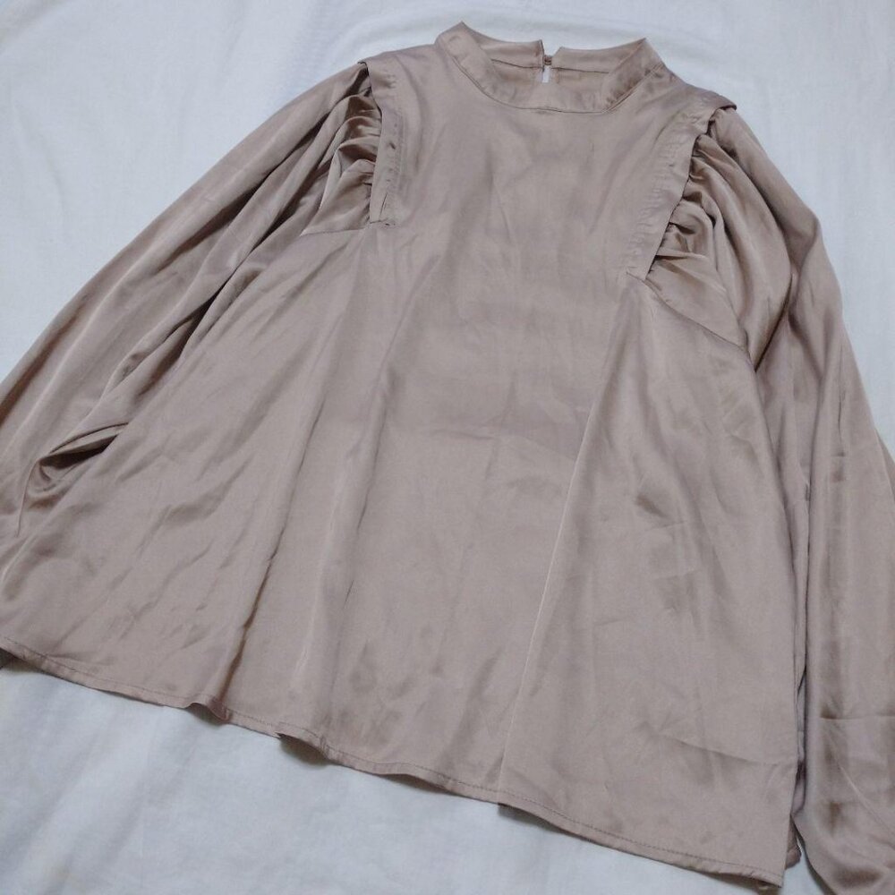 Denote Satin Shoulder Tuck Blouse